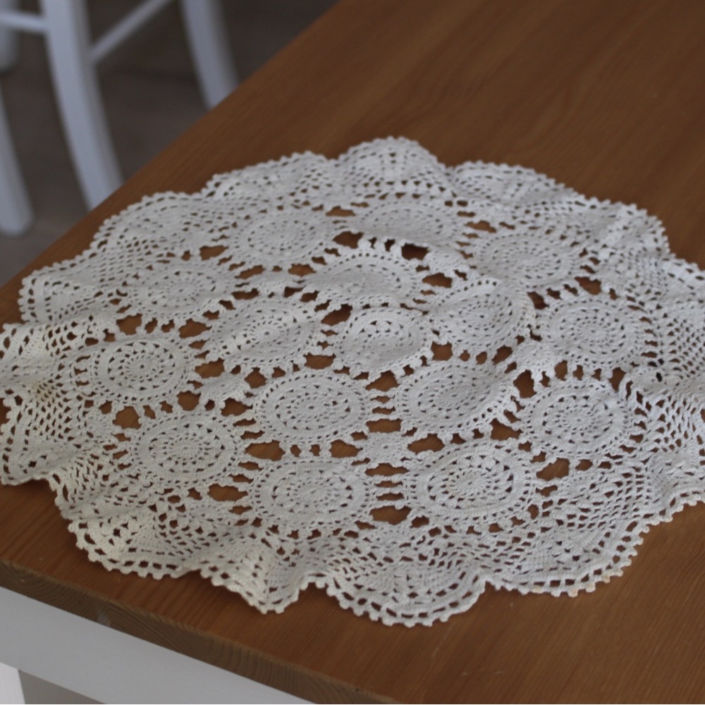 Vintage Crotchet Doily with Suns, circular design